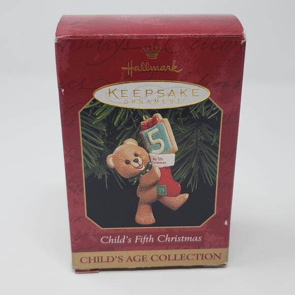 1999 Hallmark Child's Fifth Christmas Handcrafted Keepsake Holiday Ornament - Picture 1 of 8